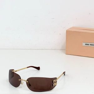 new miu miu sunglasses gold rimless wrap square